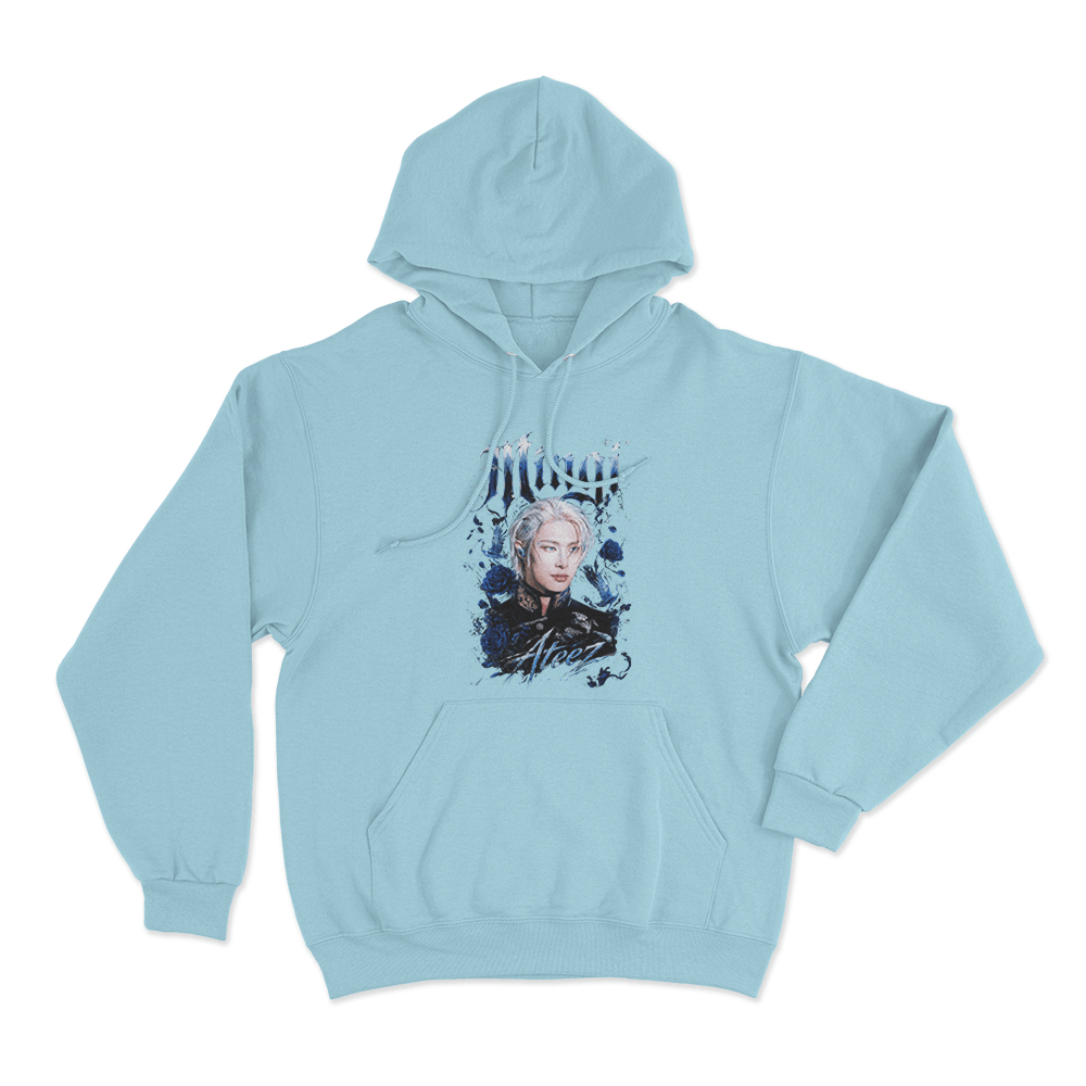 Ateez Mingi Unisex Hoodie Sky Blue Ateez Mingi Unisex Hoodie Sky Blue