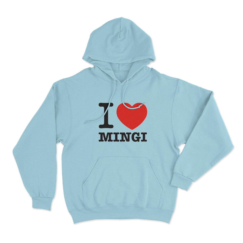 I love Ateez Mingi Unisex Hoodie Sky Blue I love Ateez Mingi Unisex Hoodie Sky Blue